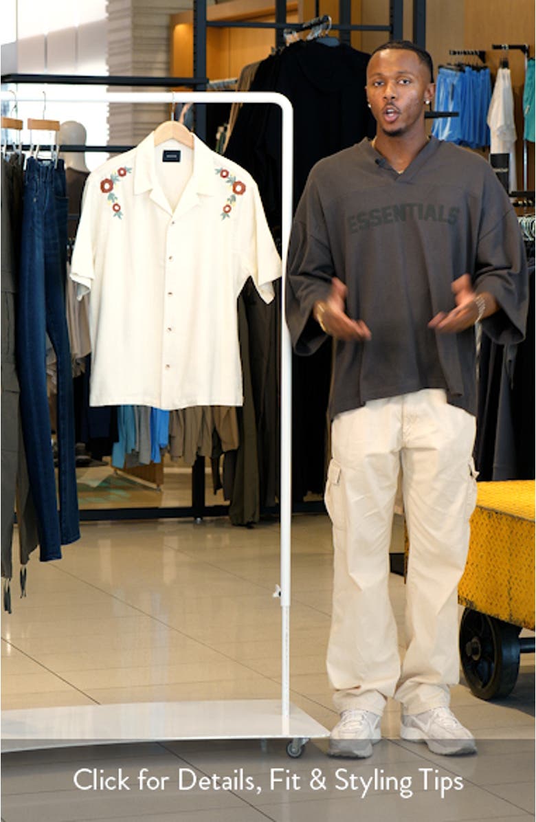 Floral Embroidered Short Sleeve Button-Up Shirt, sales video thumbnail