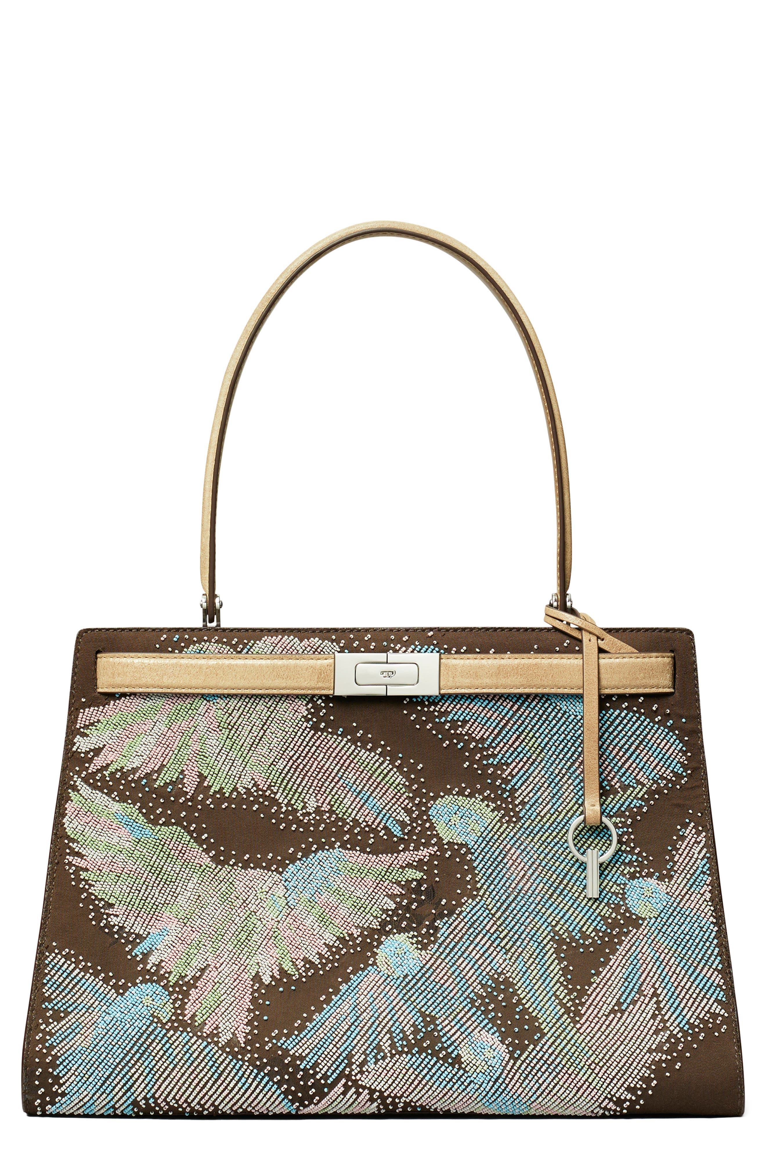 Beaded Classic Lee Bag, Main, color, BROWN MULTI