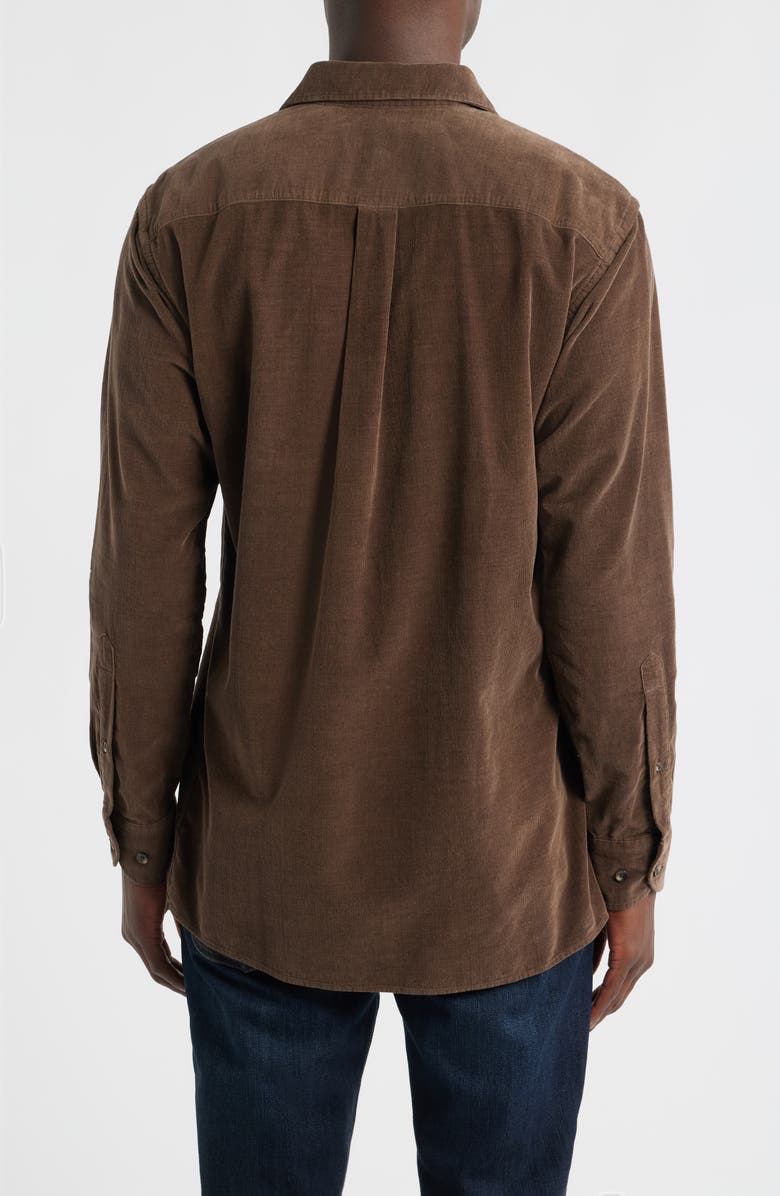Peter Millar Cotton & Cashmere Corduroy Button-Up Shirt, Alternate, color, French Press
