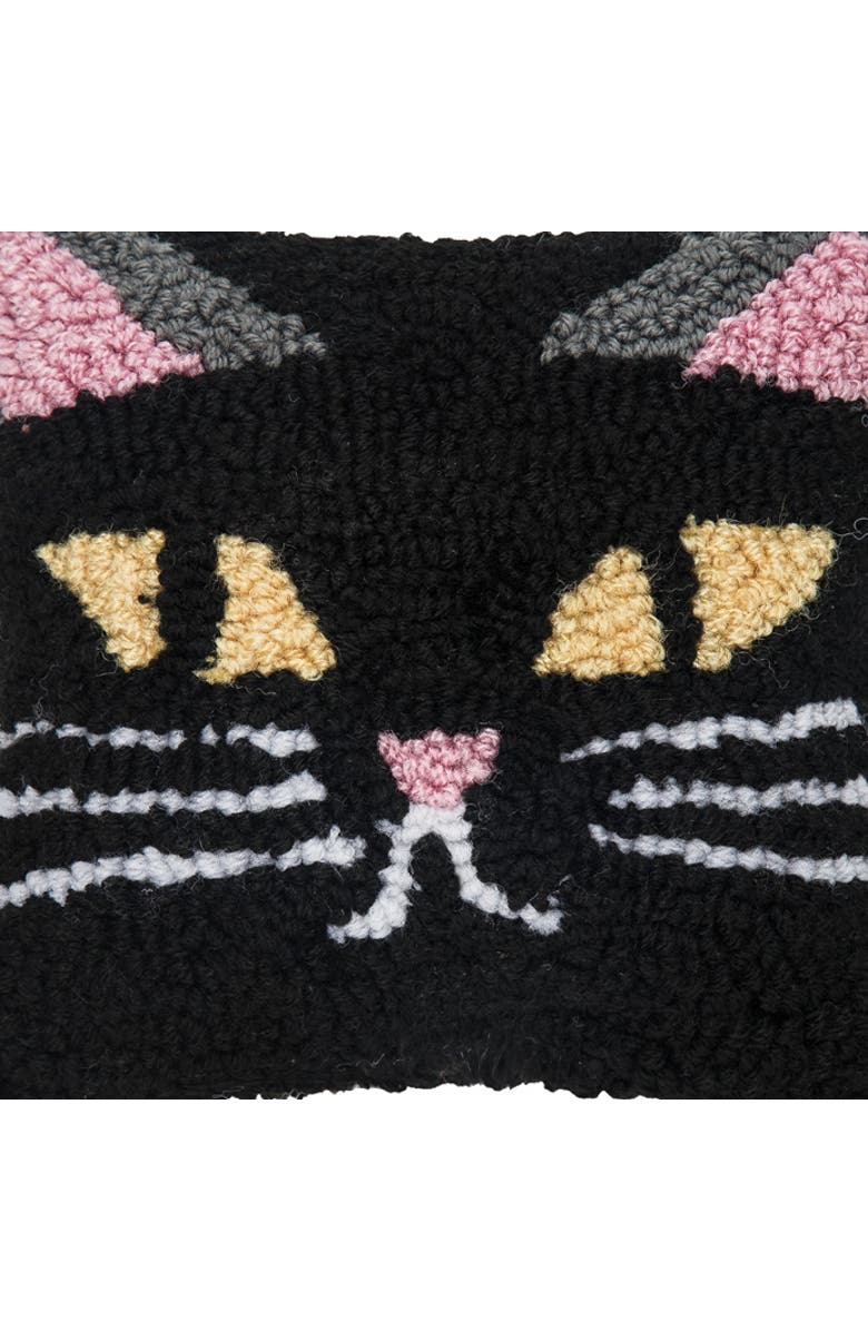 C&F Home Black Cat Small Petite Hooked Halloween Accent Pillow, 8" x 8", Alternate, color, Black