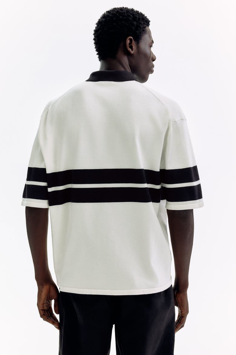 Loose Fit Knitted Polo Shirt, Alternate, color, White/black