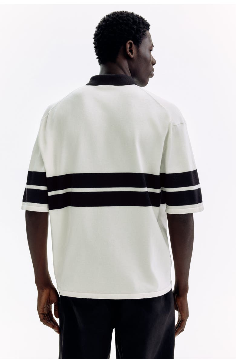 H&M Loose Fit Knitted Polo Shirt, Alternate, color, White/Black