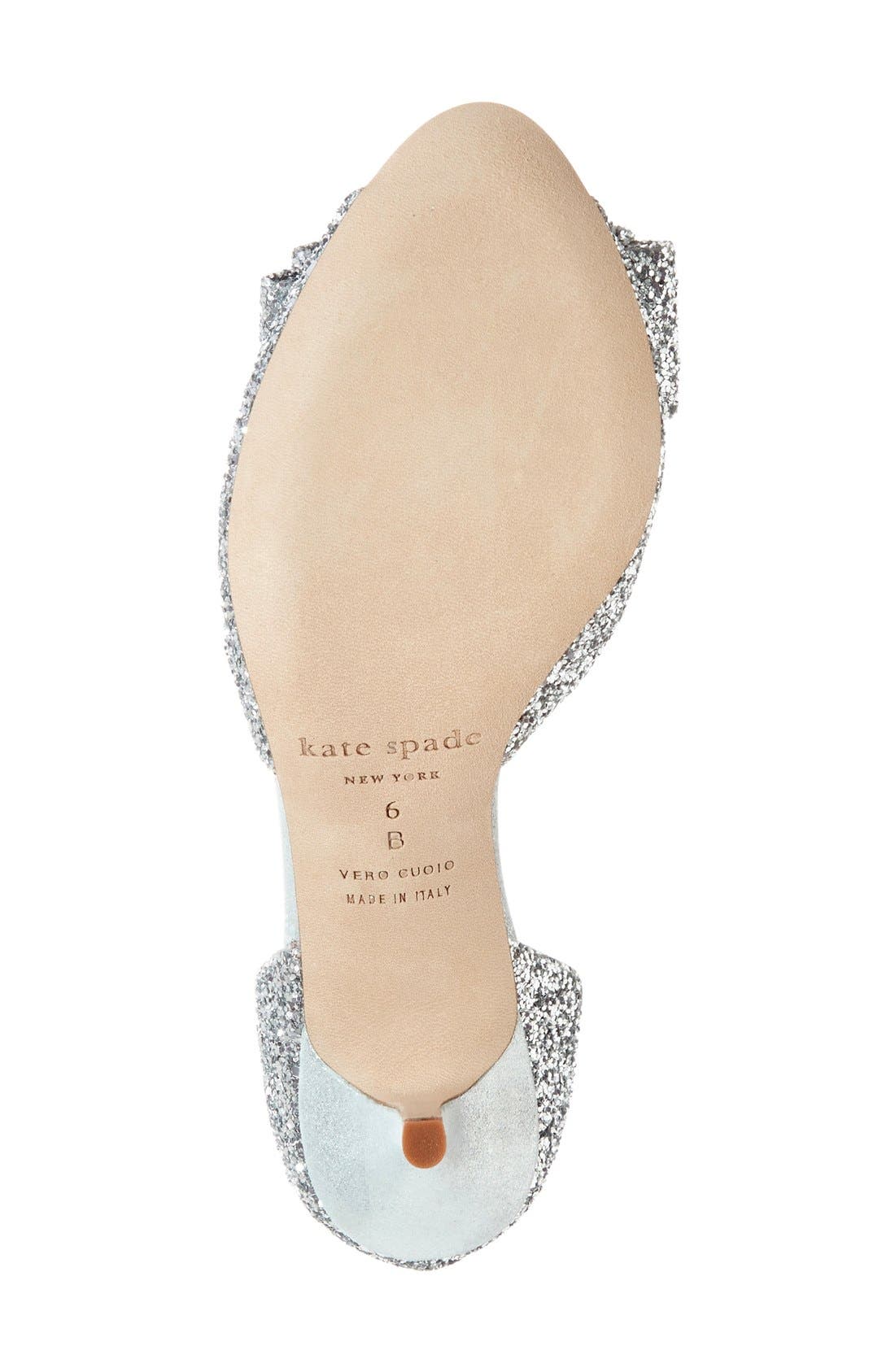 'sela' glitter bow peep toe pump, Alternate, color, SILVER GLITTER/ SILVER SUEDE