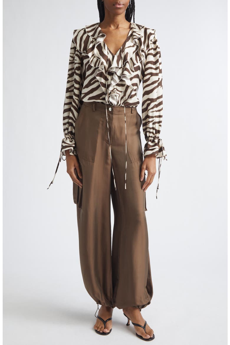 Pia Print Ruffle Top, Alternate, color, NATURAL ZEBRA