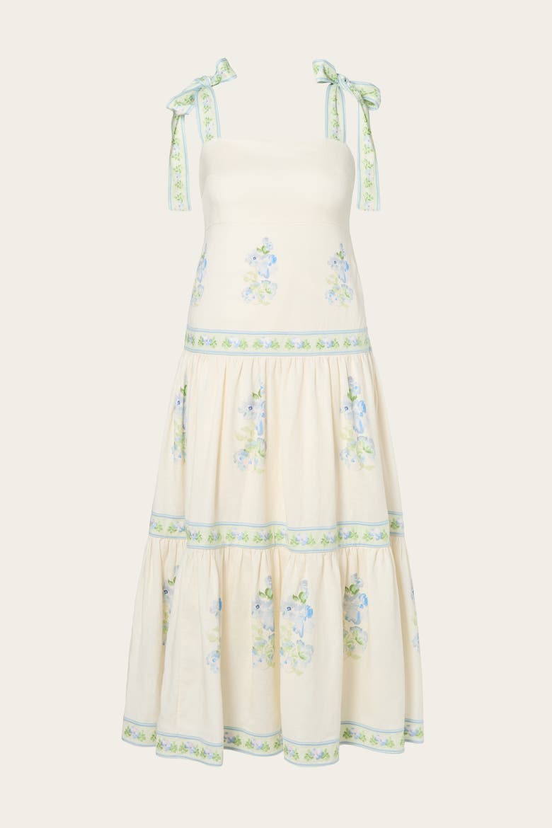 Stefania Midi Dress, Alternate, color, Pastel Floral Vanilla