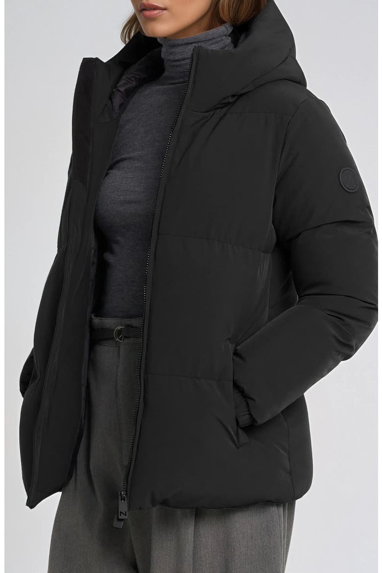Stacy Water Resistant Hooded Puffer Jacket, Alternate, color, BLACK