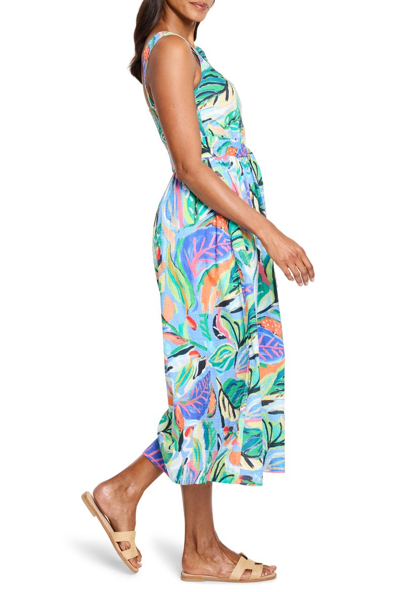 Sophie Island Beat Cotton Midi Sundress, Alternate, color, BLUE MULTI