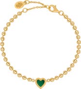 Karma and Luck Malachite Heart Gold Plated Women's Charm Bracelet - Blessed & Peaceful