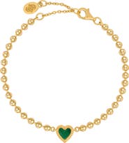 Karma and Luck Malachite Heart Gold Plated Women's Charm Bracelet - Blessed & Peaceful