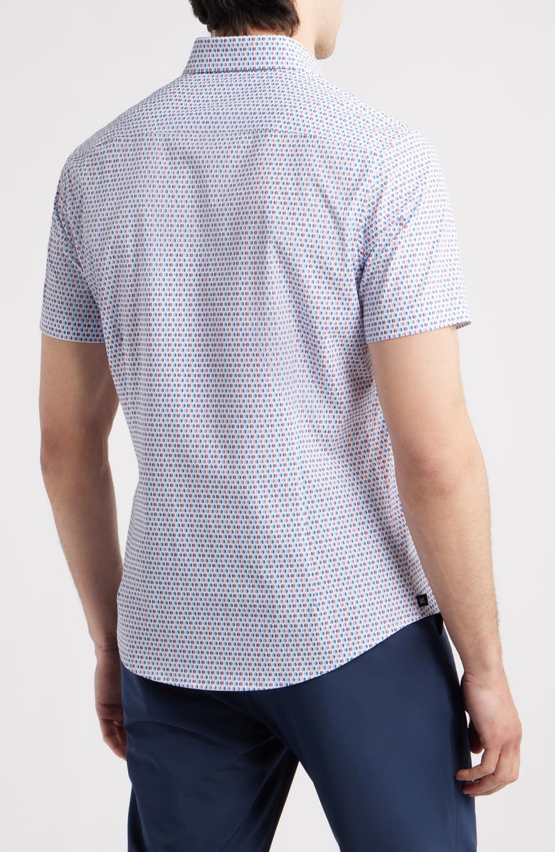 Mizzen+Main Leeward Trim Fit Neat Short Sleeve Button-Up Shirt, Alternate, color, White Abstract Circle