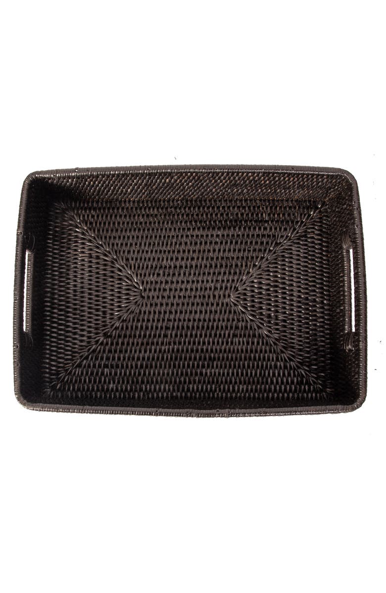 Artifacts Trading Company<sup>™</sup> Artifacts Rattan Rectangular Storage Basket with Rounded Corners, Alternate, color, Tudor Black