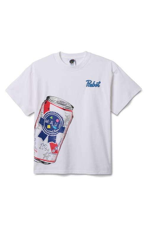 Maui And Sons Maui & Sons X Pabst Blue Ribbon Can Puff Graphic T-shirt In White