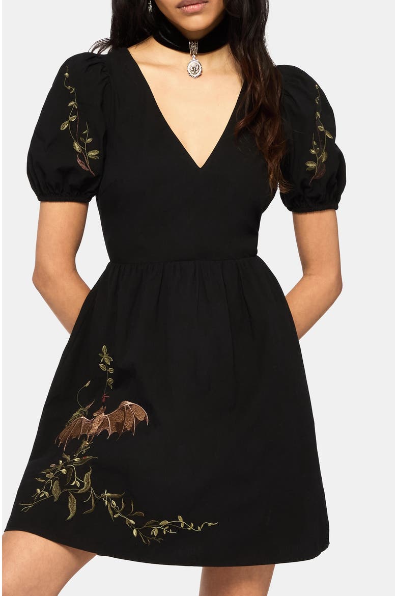 Orena Bat Mini Dress, Alternate, color, Black