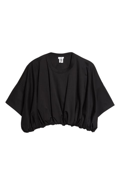 Bubble Hem Cotton Ponte Crop Top