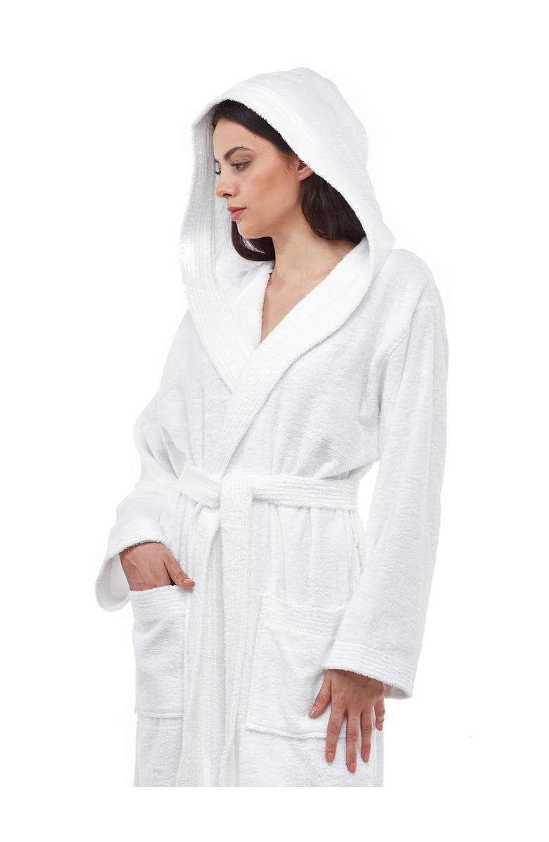 ARUS Paradise Womens Hooded Cotton Bath Robe, Alternate, color, White