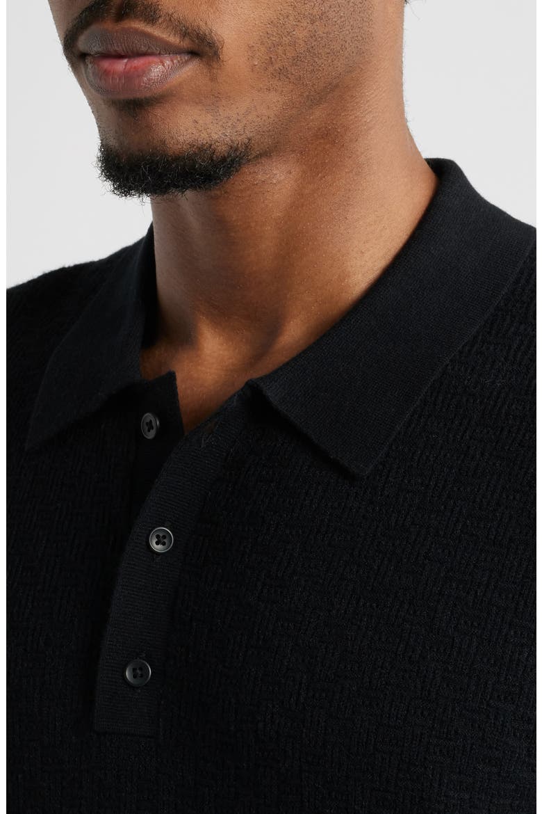 Texture Polo Sweater, Alternate, color, BLACK
