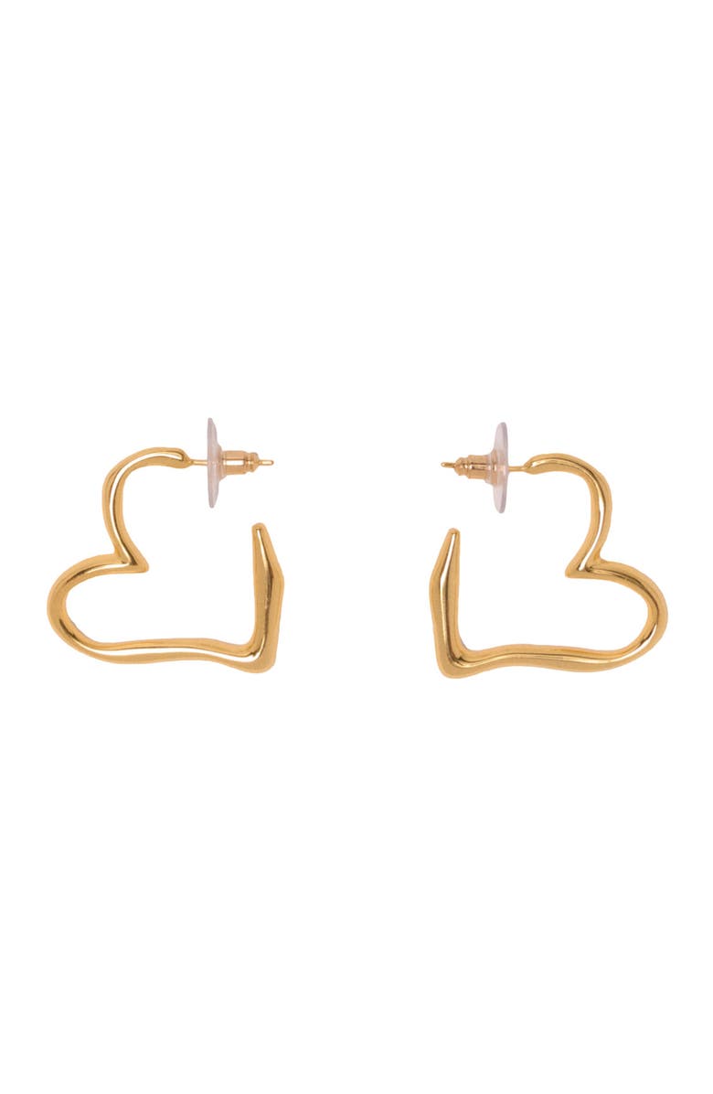 maje Gold-plated heart hoop earrings, Main, color, Light Gold