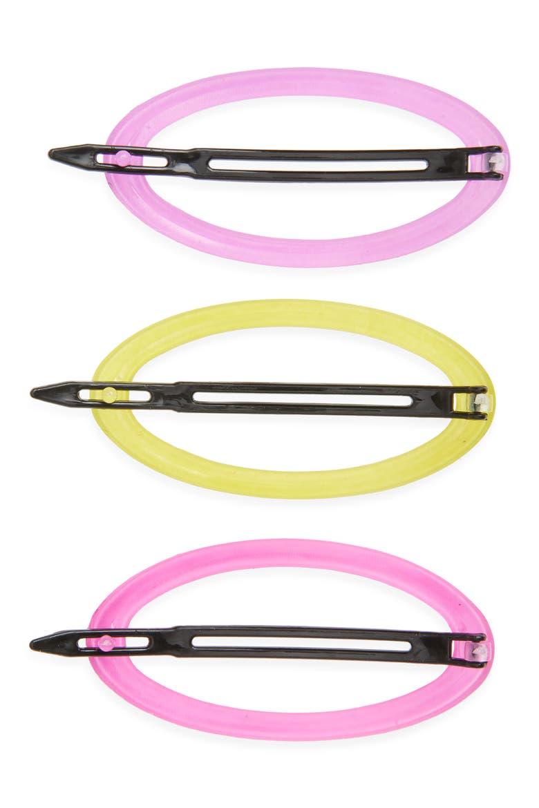 Kids' 3-Pack Oval Hair Clips Set, Alternate, color, PINK