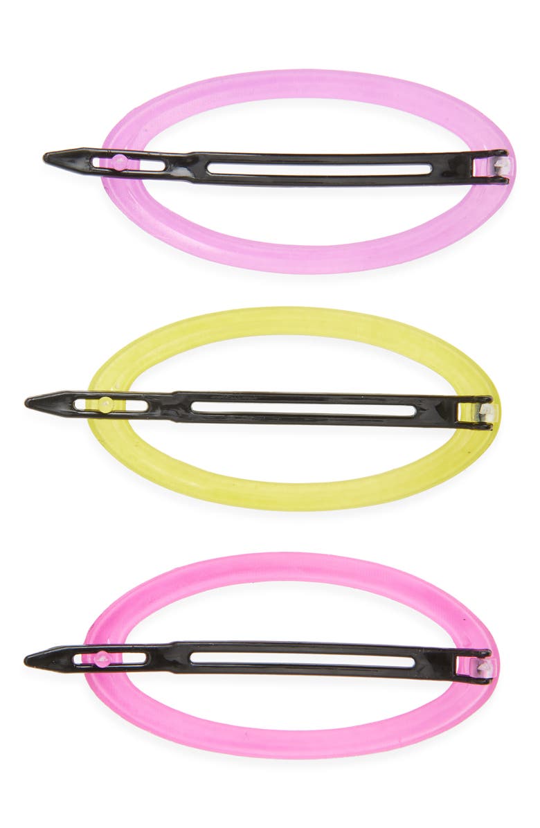 Cara Kids' 3-Pack Oval Hair Clips Set, Alternate, color, Pink