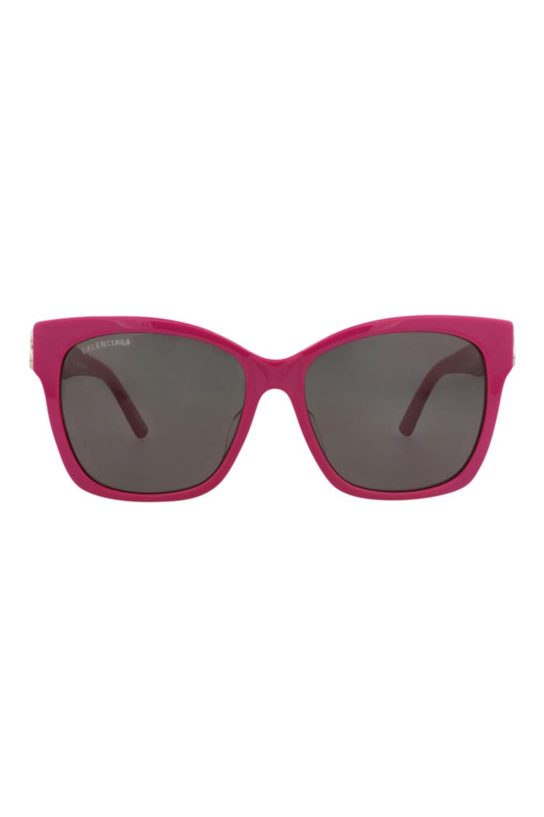 57mm Square Sunglasses, Main, color, FUCHSIA SILVER GREY