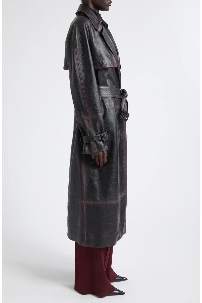 Kasia Burnished Leather Coat, Alternate, color, AMARONE/ BLACK