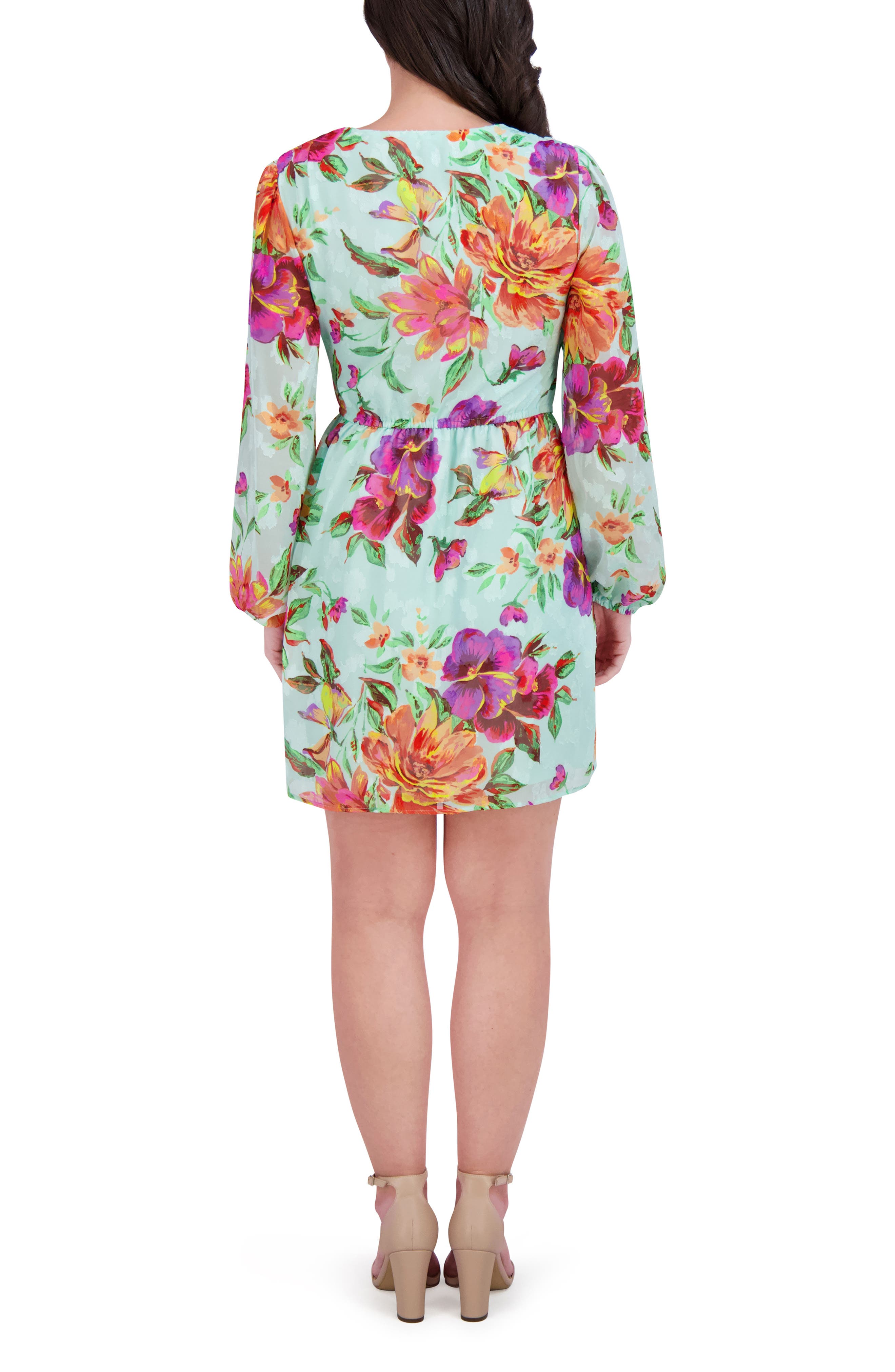 Printed Burnout Long Sleeve Dress - image 2