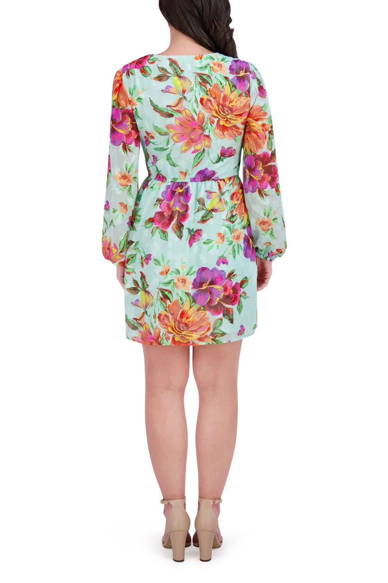 Printed Burnout Long Sleeve Dress, Alternate, color, MINT