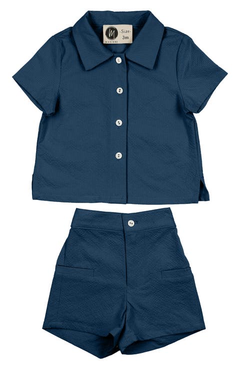 Kids' Textured Grid Button-Up Shirt & Shorts Set (Toddler)