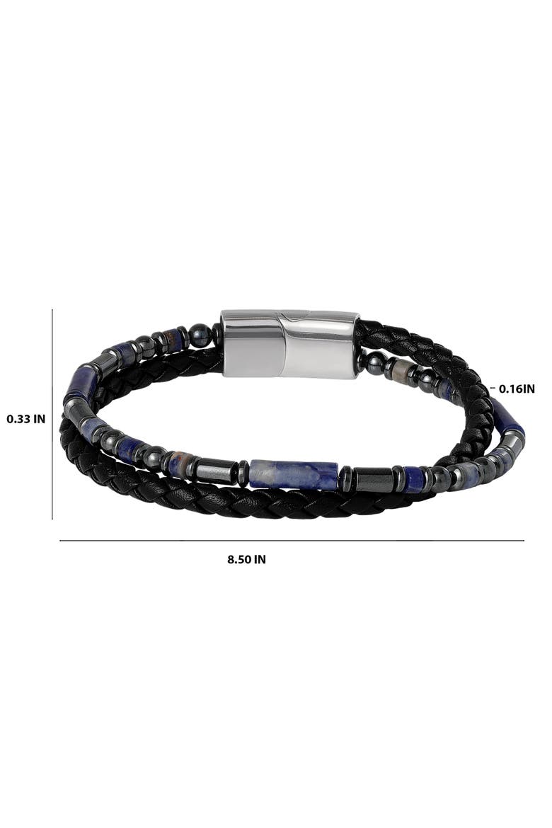 Men's Braided Sodalite Bead 8.5'' Bracelet, Black/Blue, Magnetic Clasp, Alternate, color, Blue