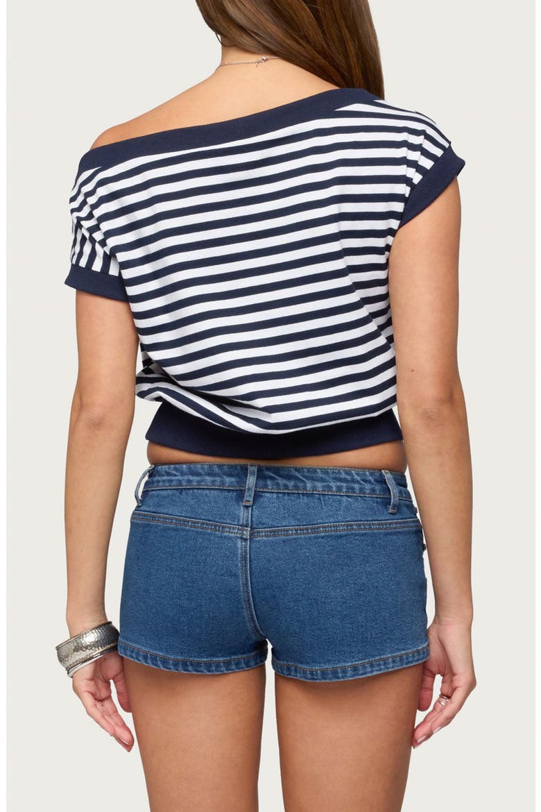 Philly Stripe One-Shoulder Top, Alternate, color, NAVY-AND-WHITE