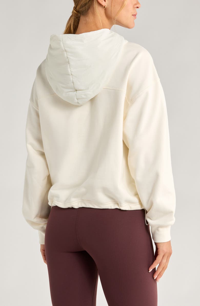 Zella Hybrid Mixed Media Hoodie, Alternate, color, Ivory Egret