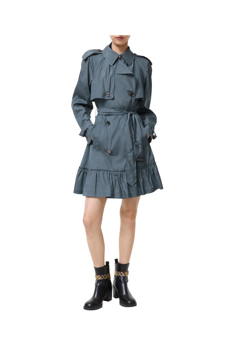 Short Silk Tillydrine Trench Coat, Alternate, color, Seafarer blue