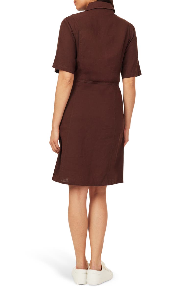 Scotch & Soda Short Sleeve Tie Linen Blend Shirtdress, Alternate, color,