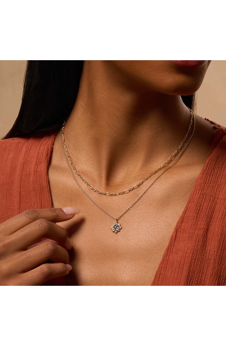 Karma and Luck Reflected Bliss Gold Moon & Stars Double Chain Gold Necklace, Alternate, color, Gold/Blue