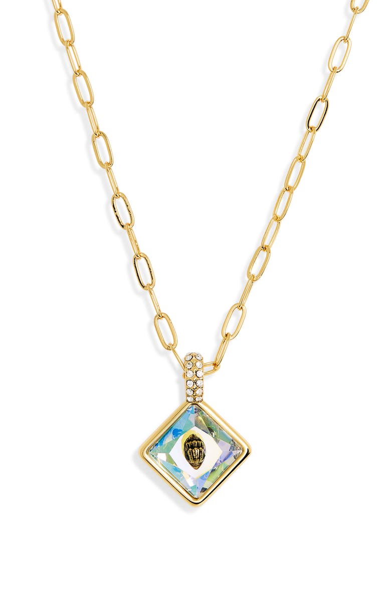 Kurt Geiger London Eagle Head Crystal Pendant Necklace, Main, color, 