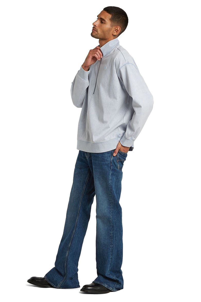 Washed HB Relaxed Half Zip Pullover, Alternate, color, LIGHT WAVE GD SNOW BLEACH