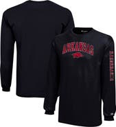Champion Youth Champion Black Arkansas Razorbacks Distressed Arch Over Logo Long Sleeve T-Shirt