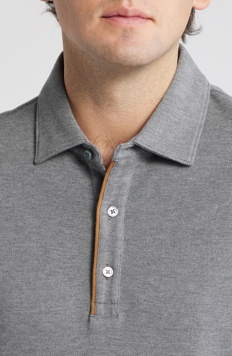 Scott Barber Long Sleeve Cotton & Wool Piqué Polo, Alternate, color, 