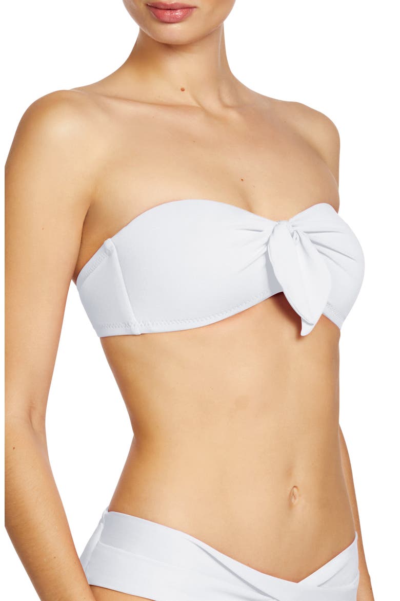 Ava Knot Front Strapless Bikini Top, Alternate, color, WHITE
