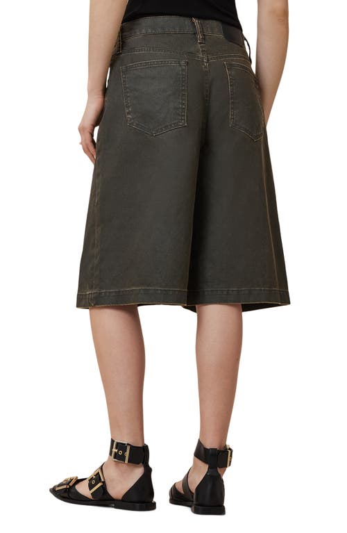 Allsaints Louie Oversize Denim Shorts In Golden Black