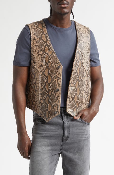 Tombstone Snakeskin Embossed Leather Vest