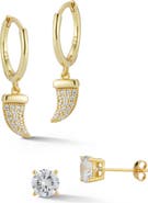 GLAZE JEWELRY Cubic Zirconia Stud & Drop Huggie Hoop Earring Set