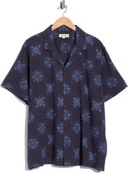 Lucky Brand Floral Checkerboard Camp Shirt