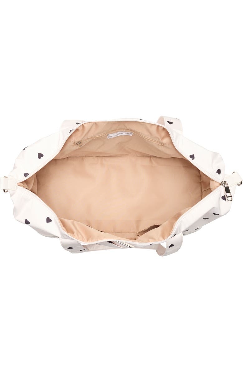 Madden Girl Nylon Weekender Bag, Alternate, color, Cream/ Black Hearts