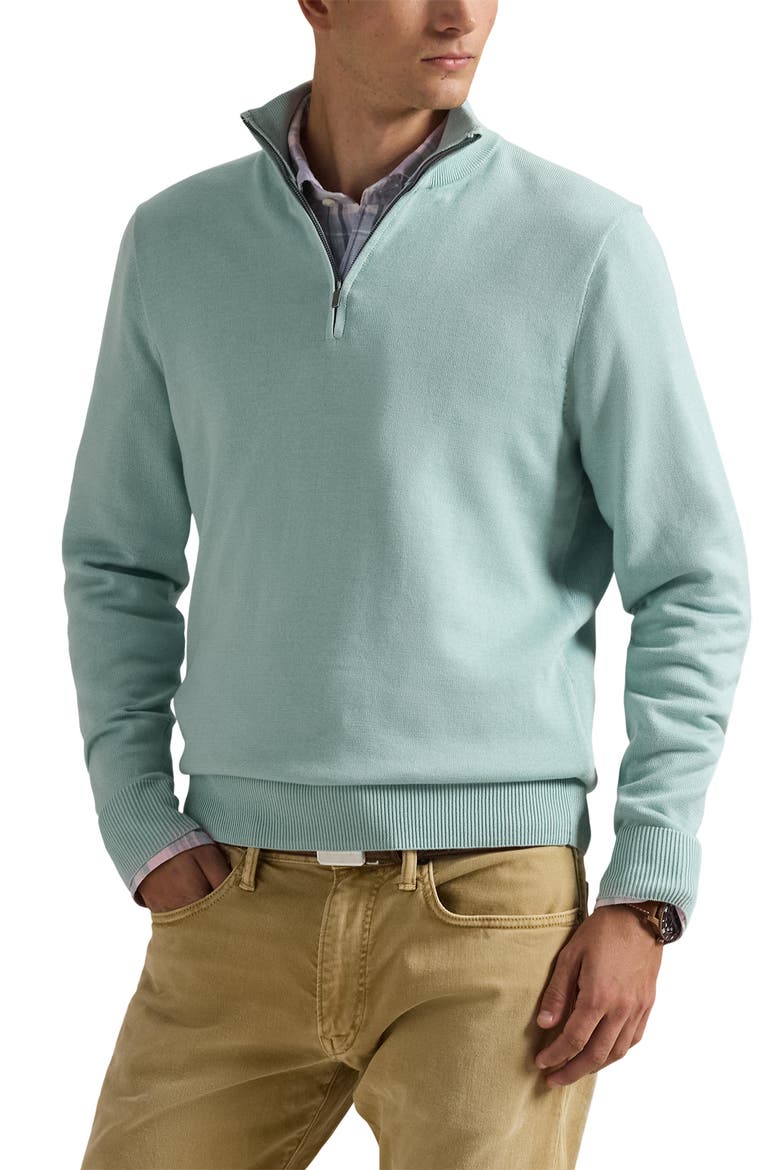 Quarter Zip Cotton Sweater, Main, color, PALE BLUE