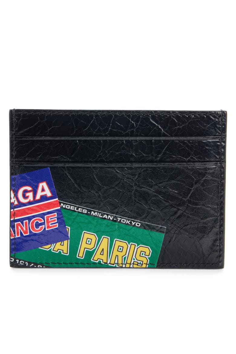 Cash Arena Leather Card Holder, Alternate, color, 1084 BLACK/ MULTICOLOR