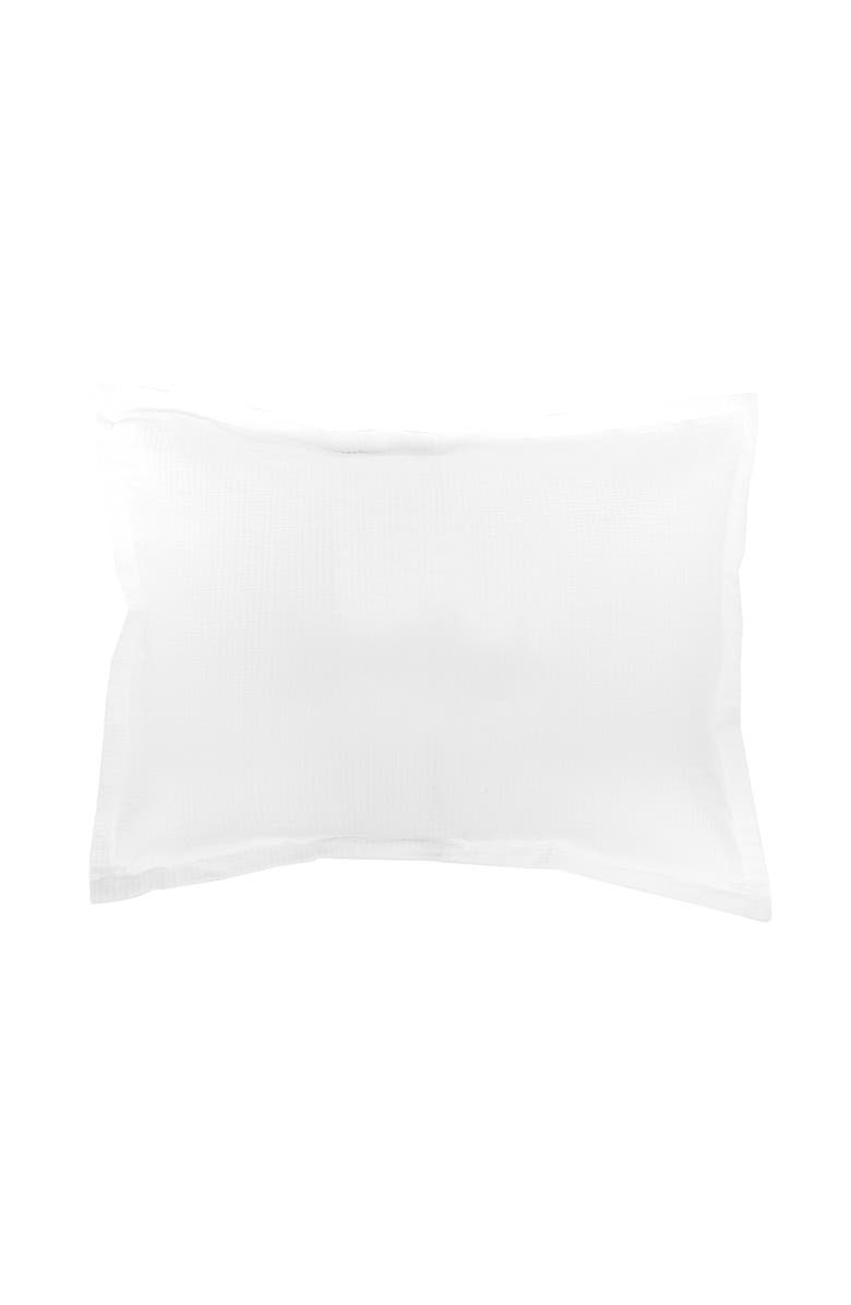 ELISABETH YORK 20" x 26" Delfina White Cotton Standard Sham - Machine Washable, Main, color, White