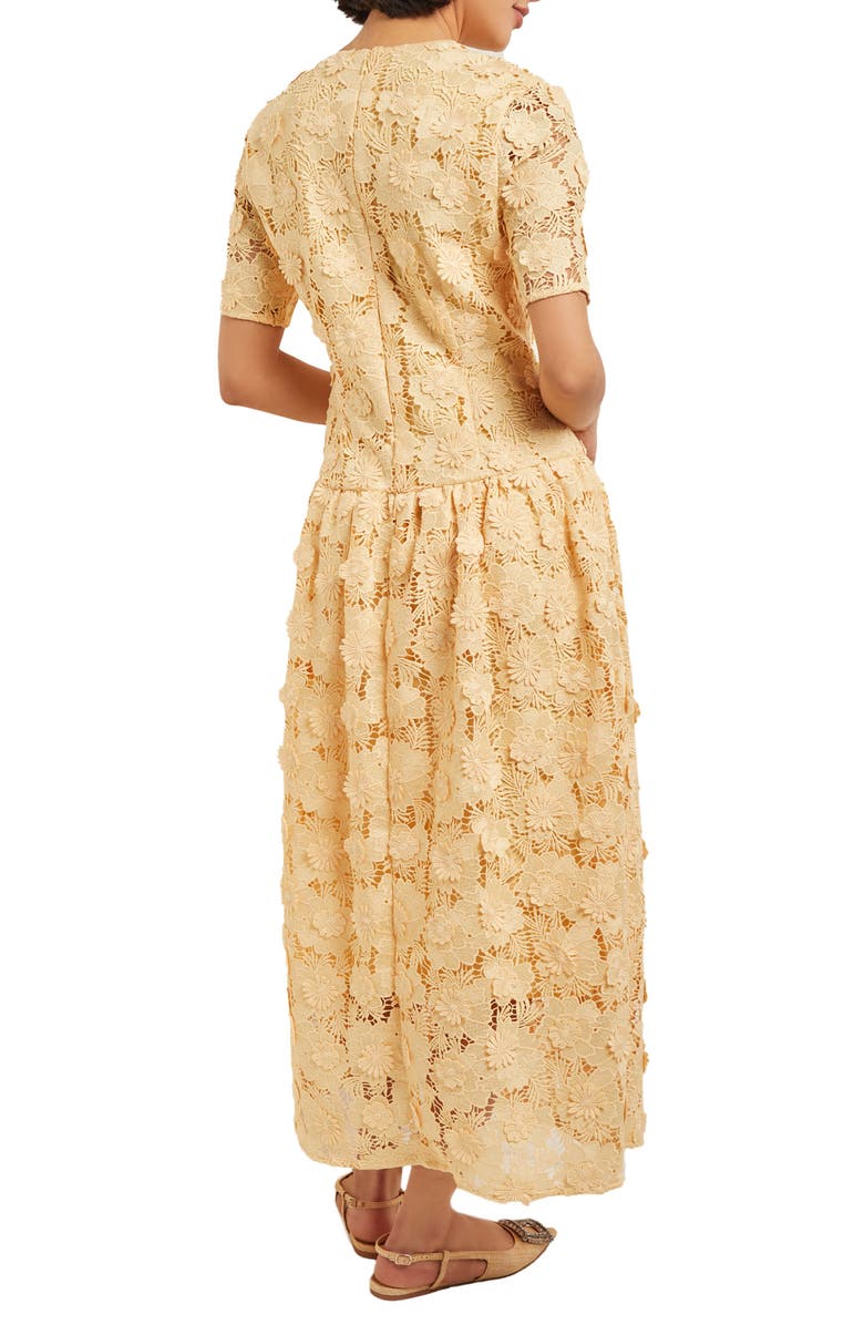 Misook Lace Pleated Drop Waist Maxi Dress, Alternate, color,