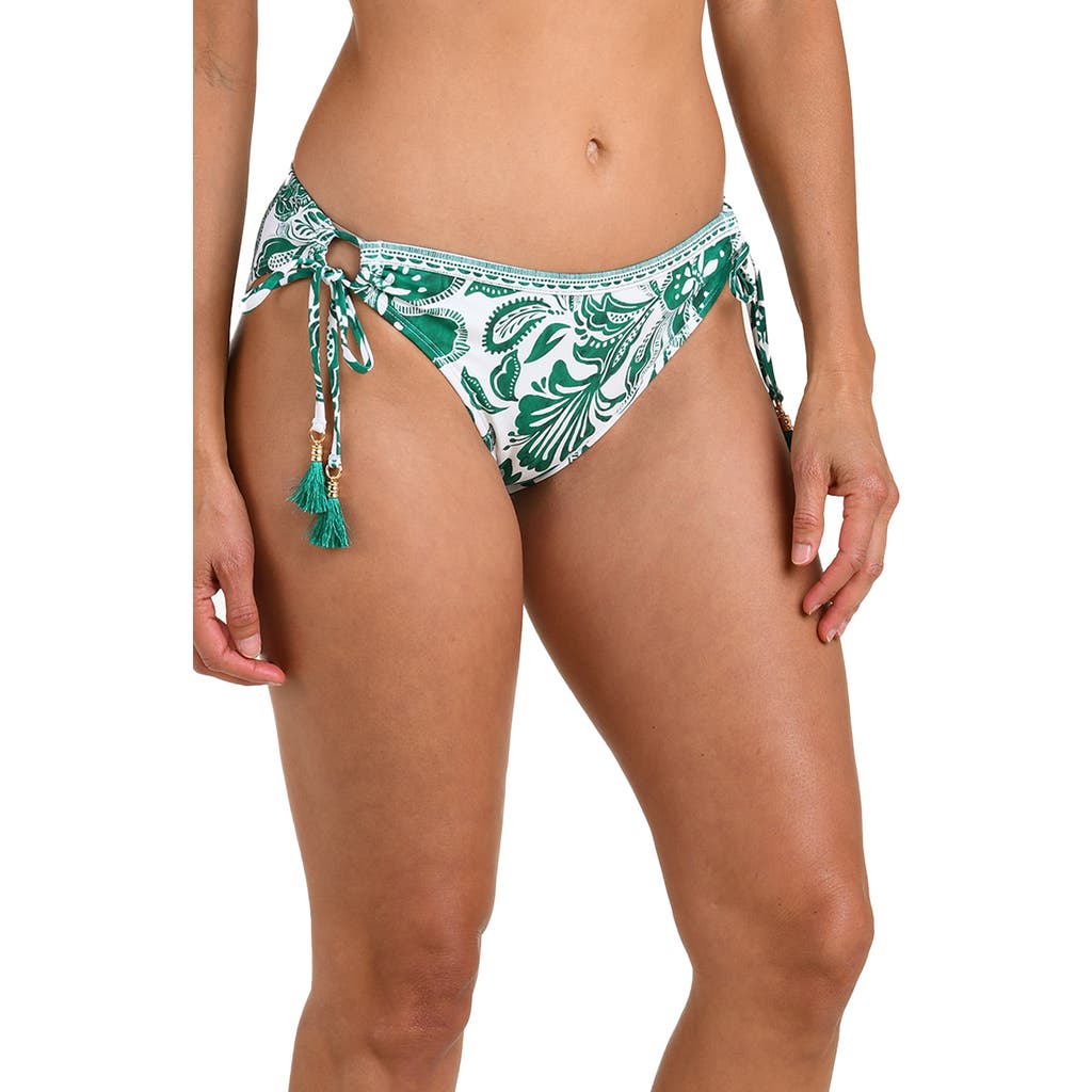 La Blanca Botanical Brocade Side Tie Bikini Bottoms In Green