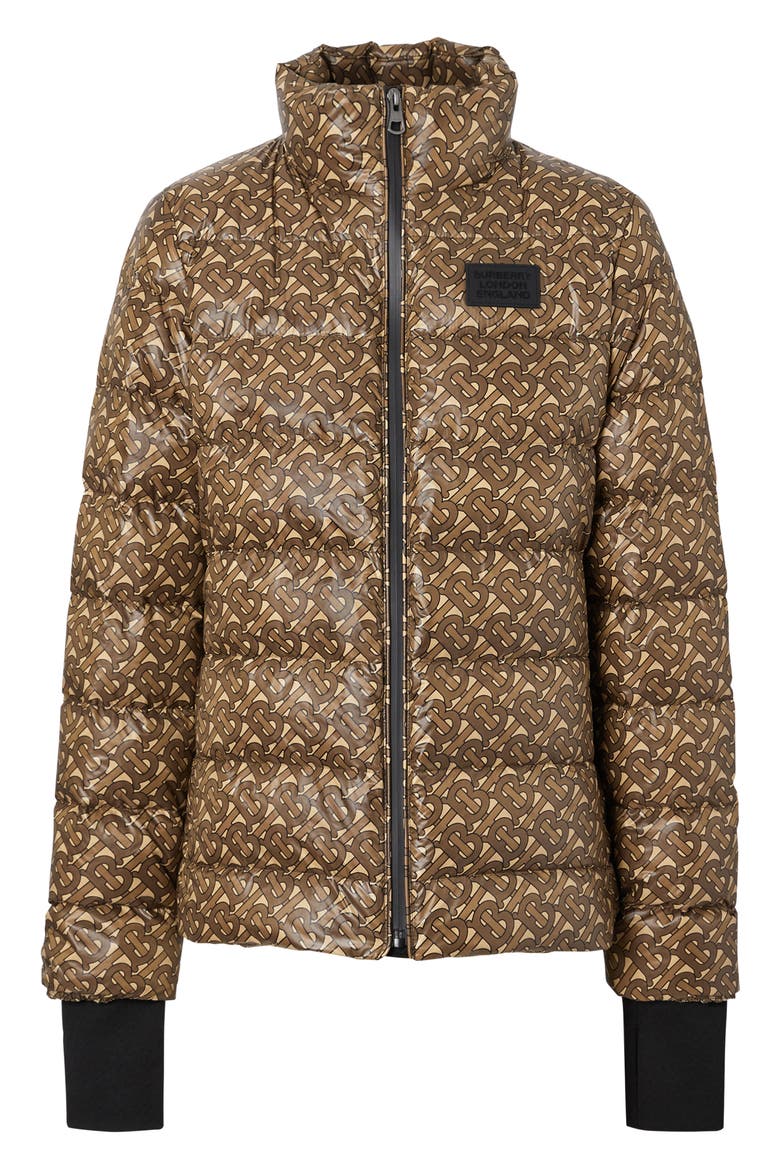 TB Monogram Print Pentland Down Puffer Jacket, Alternate, color, BRIDLE BROWN
